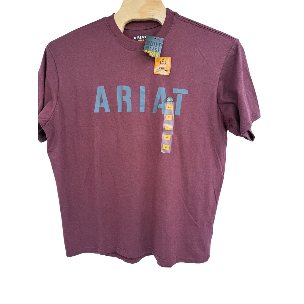 Ariat Men NWT Rebar Short Sleeve Burgundy Pre-Shrunk T-Shirt XL